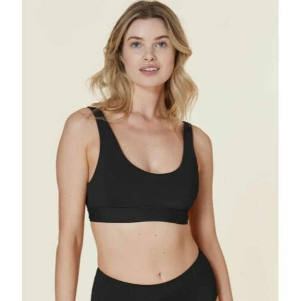 Andie Swim The Ventura Top Black Medium Swimsuit Scoop Neck